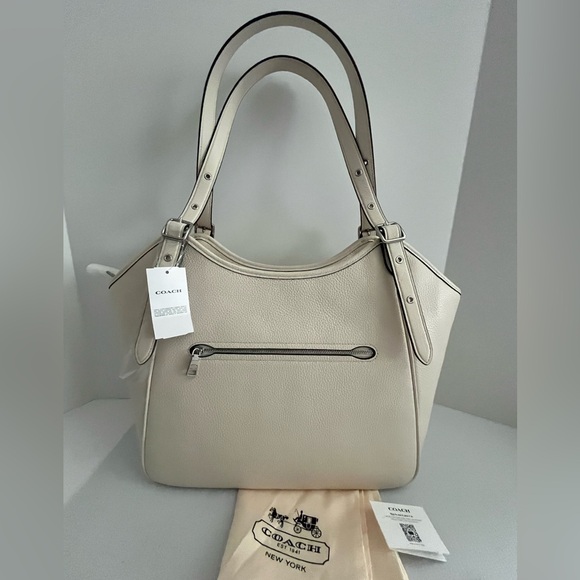 Coach Meadow Pebbled Leather Shoulder Bag Purse in SV/Chalk - Picture 3 of 16